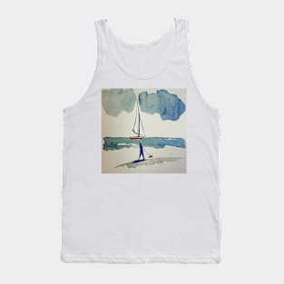 Sailing Boat and Man Tank Top